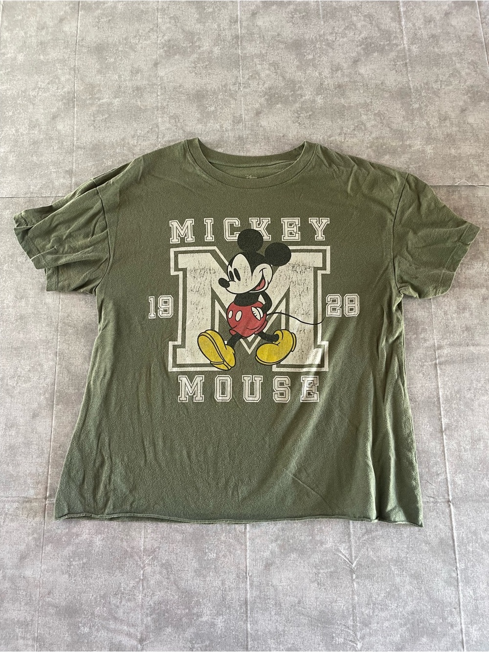 Disney Olive Green Mickey Mouse Graphic Tee - Short Sleeve